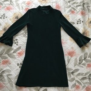Zara Bell sleeve velvet mock neck mini dress